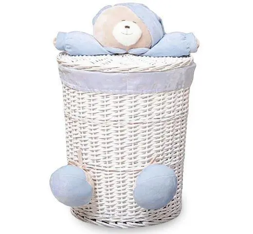 Lidded Woven  Wicker Laundry Basket