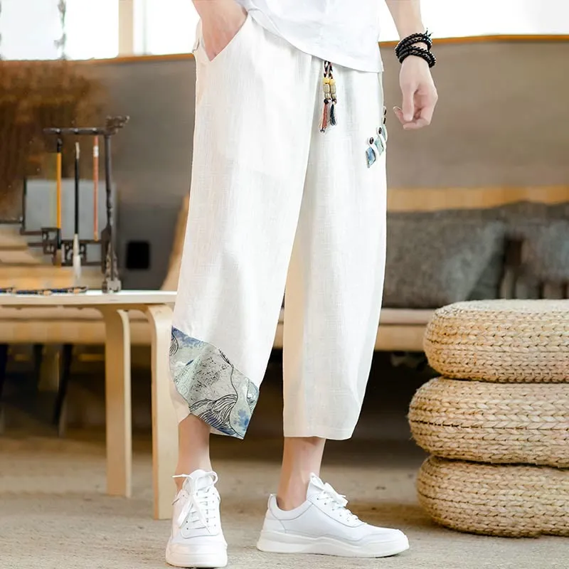 Drawstring Patchwork Pants