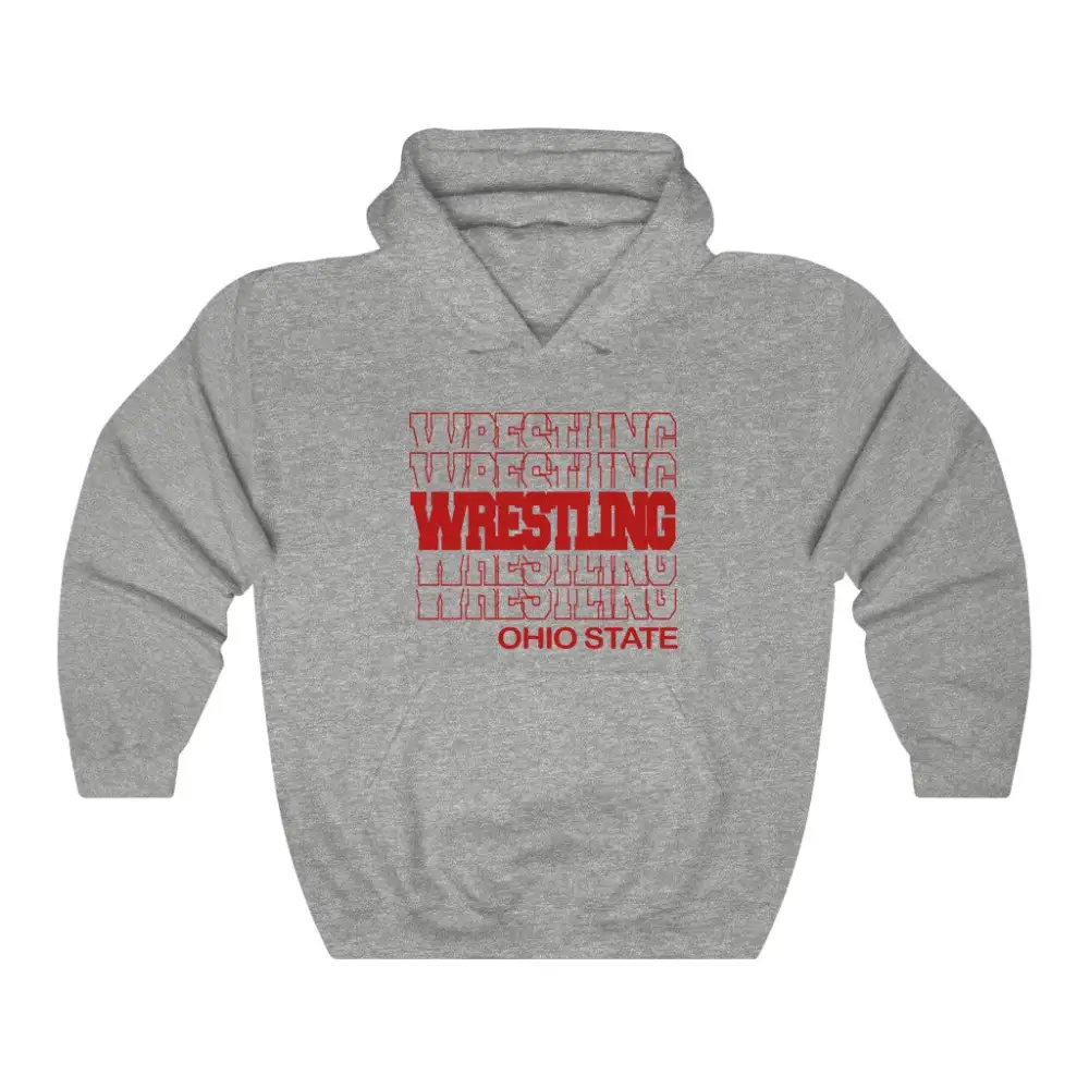 Relaxed Modern Stacked Wrestling Graphic Pullover Hoodie