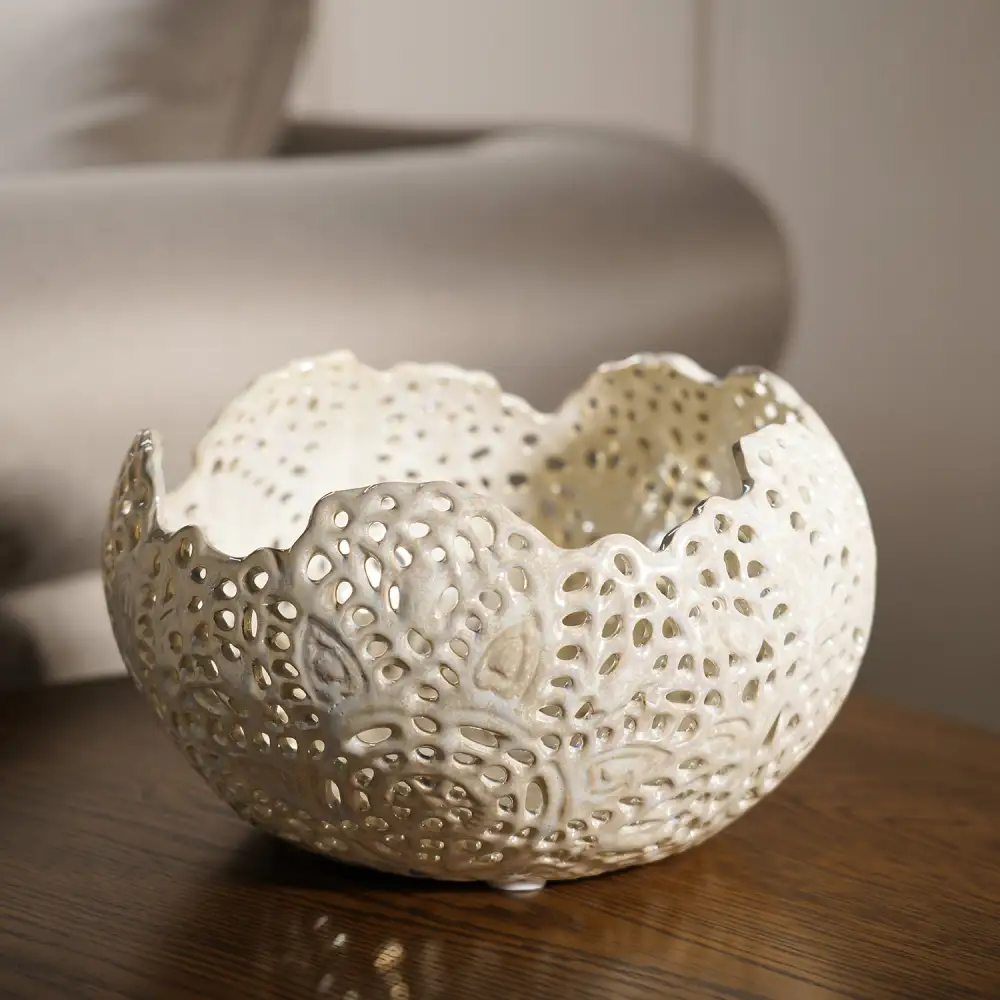 White Lattice Ceramic Vase