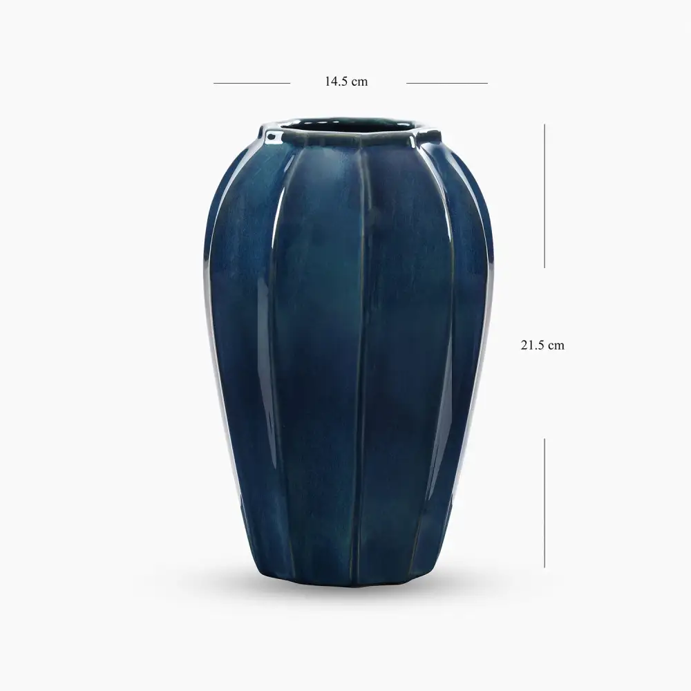 Navy Glazed Ceramic Vase