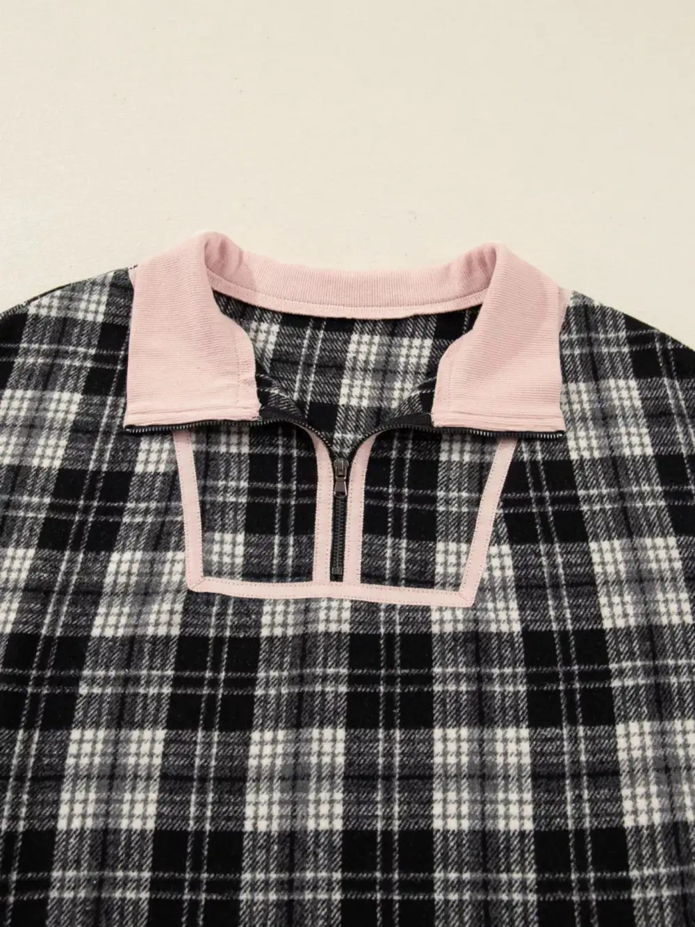 Plaid Zip Front Long Sleeve Mini Dress