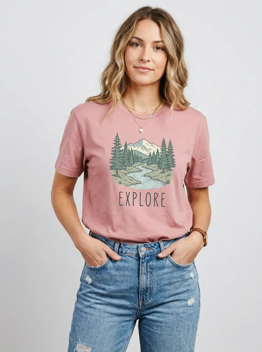Nature Adventure Explore Mountain River T-Shirt