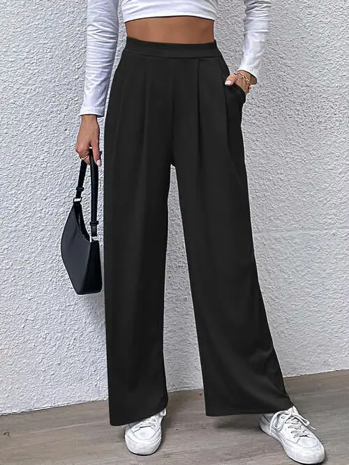 Relaxed High Waist Straight Pants