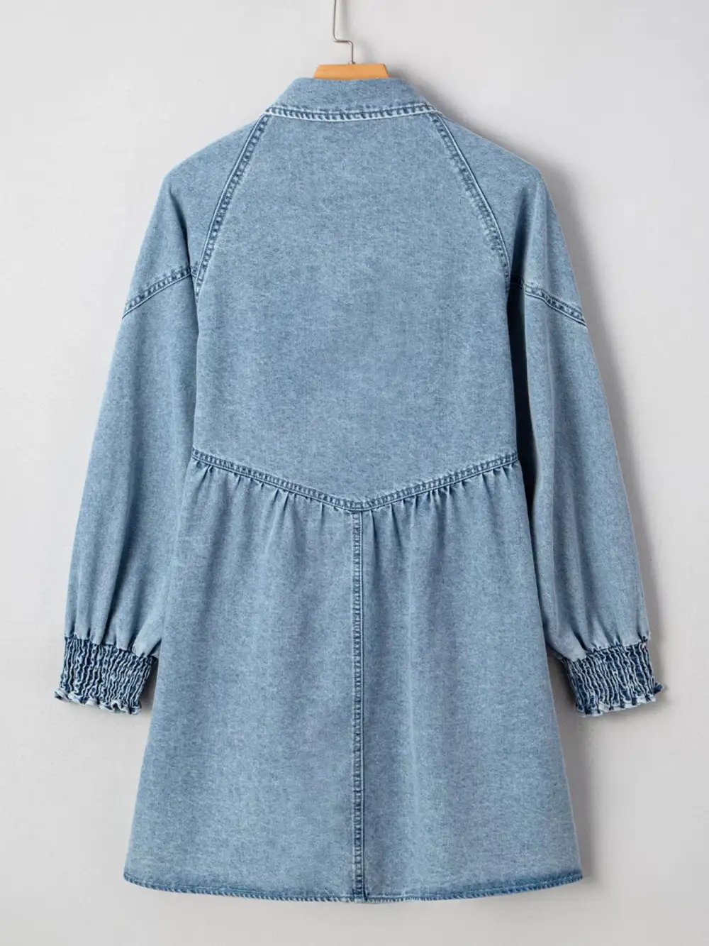 Wearable Cut Denim Smocked Flared Mini Dress