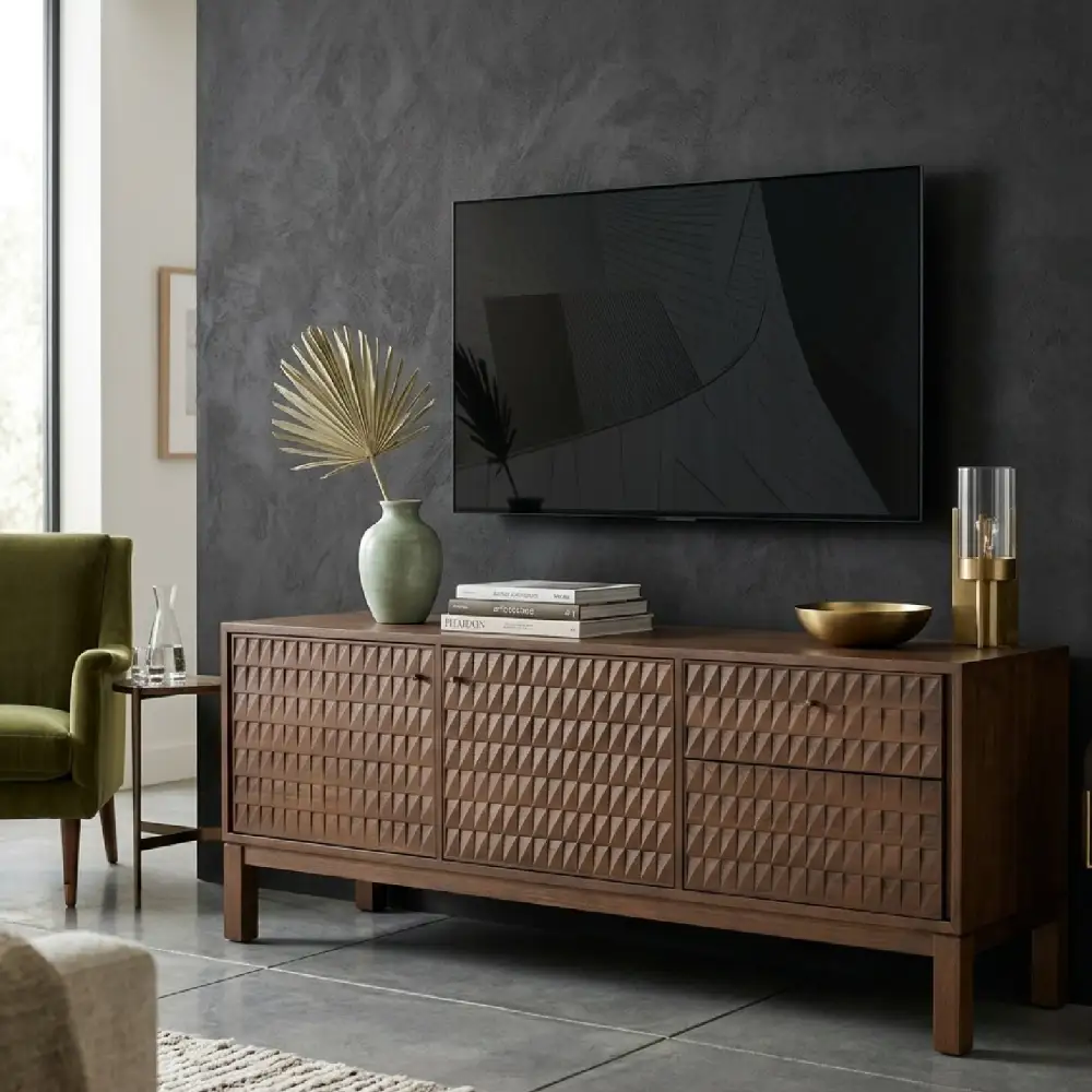 Teak Carved Tv Cabinet