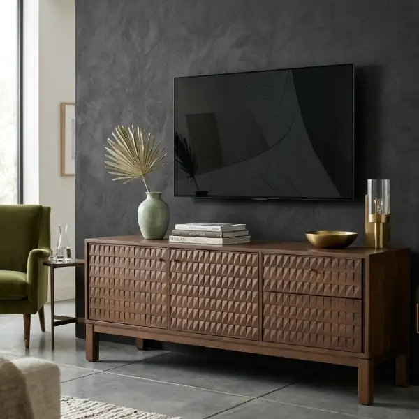 Teak Carved Tv Cabinet