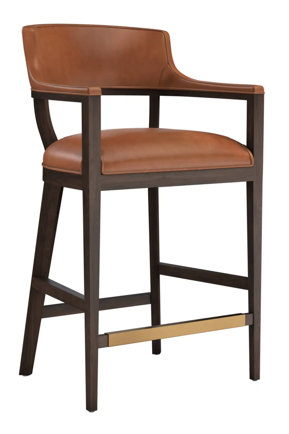 Leather Oak-Frame Bar Stool
