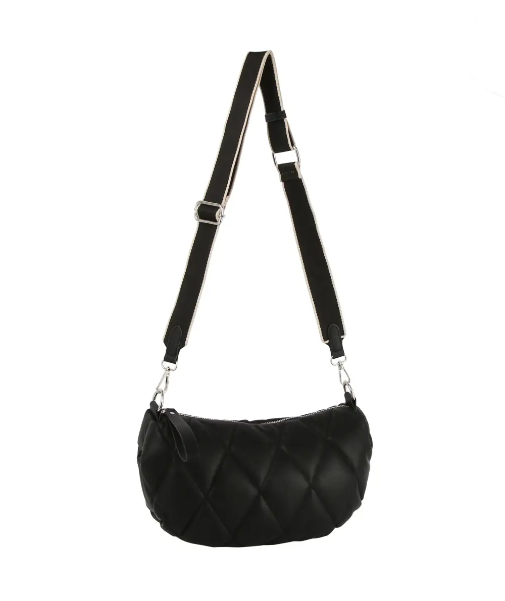 Modern Detail Quilted Pocketed Faux Leather Shoulder Bag