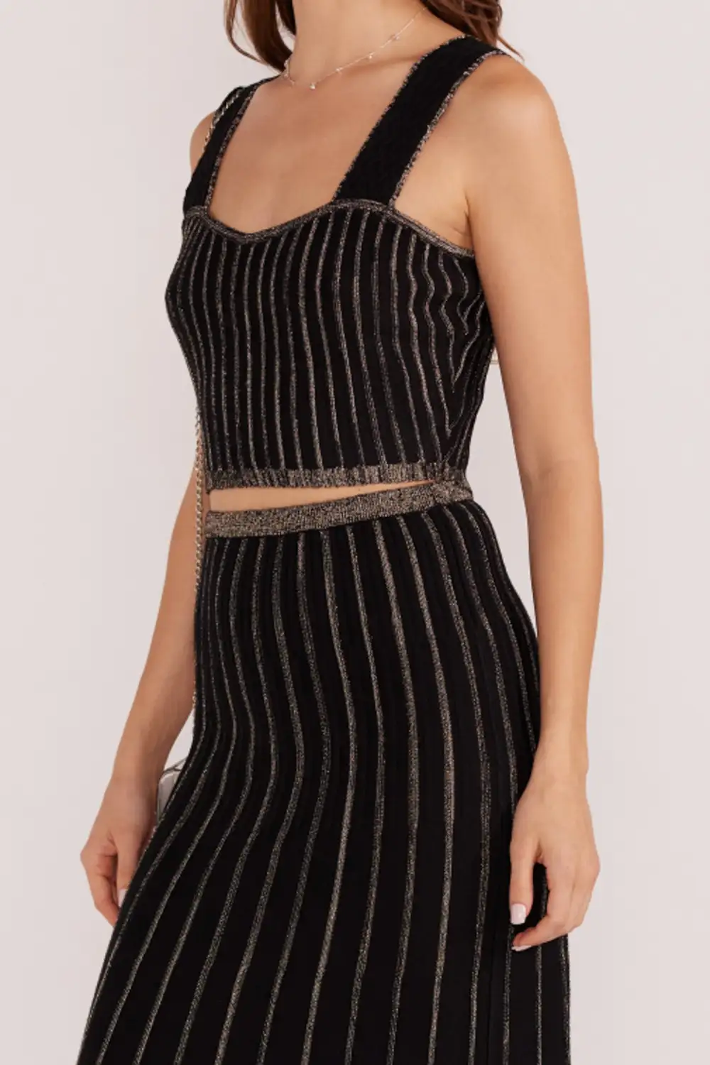 Striped Cropped Stretch Tank Top