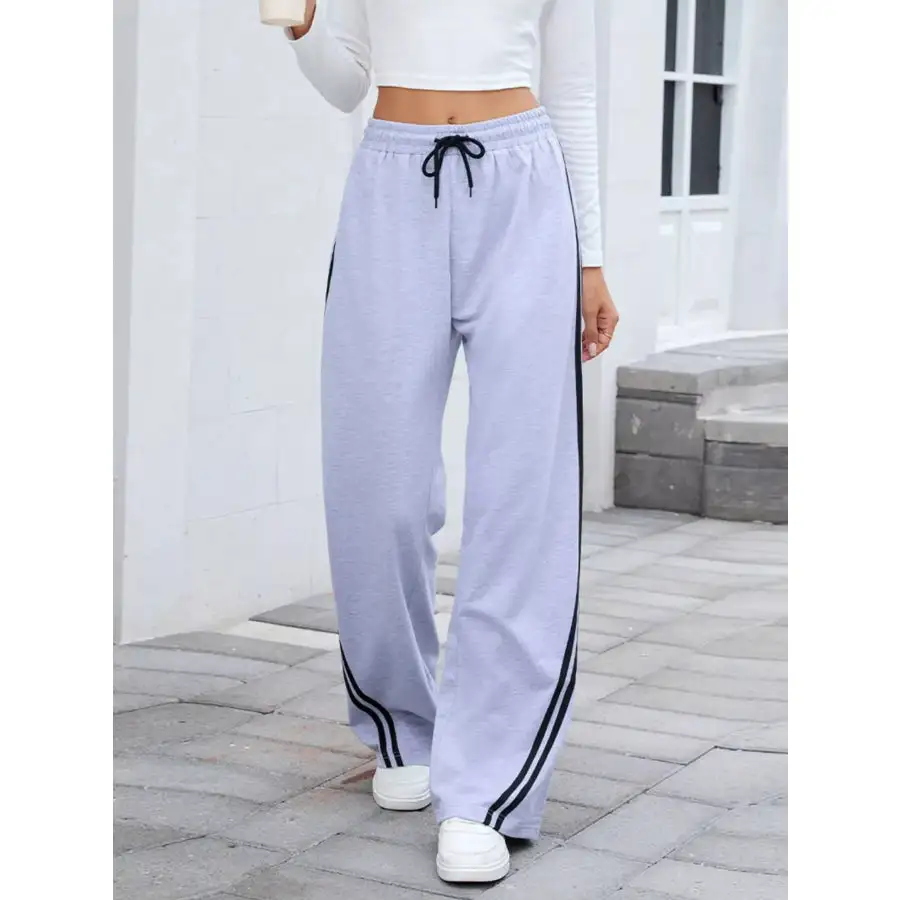 Side Striped Wide Leg Pants