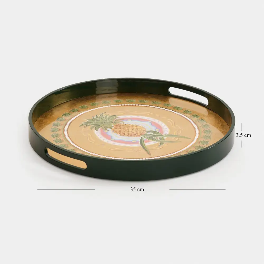 Gold Pineapple Round Serving Tray