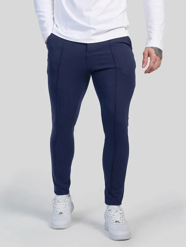 Blue Modern Fit Pants