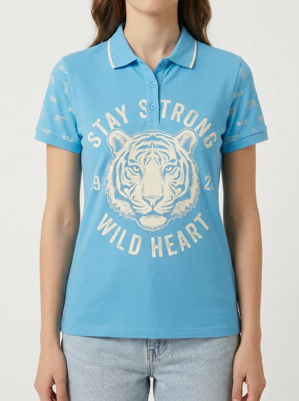 Tiger Stay Strong Wild Heart Polo Shirt