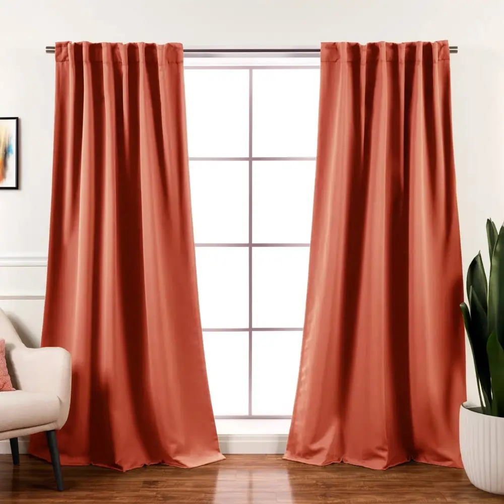 Classic Blackout Polyester Solid Back-Tab Curtain Panel