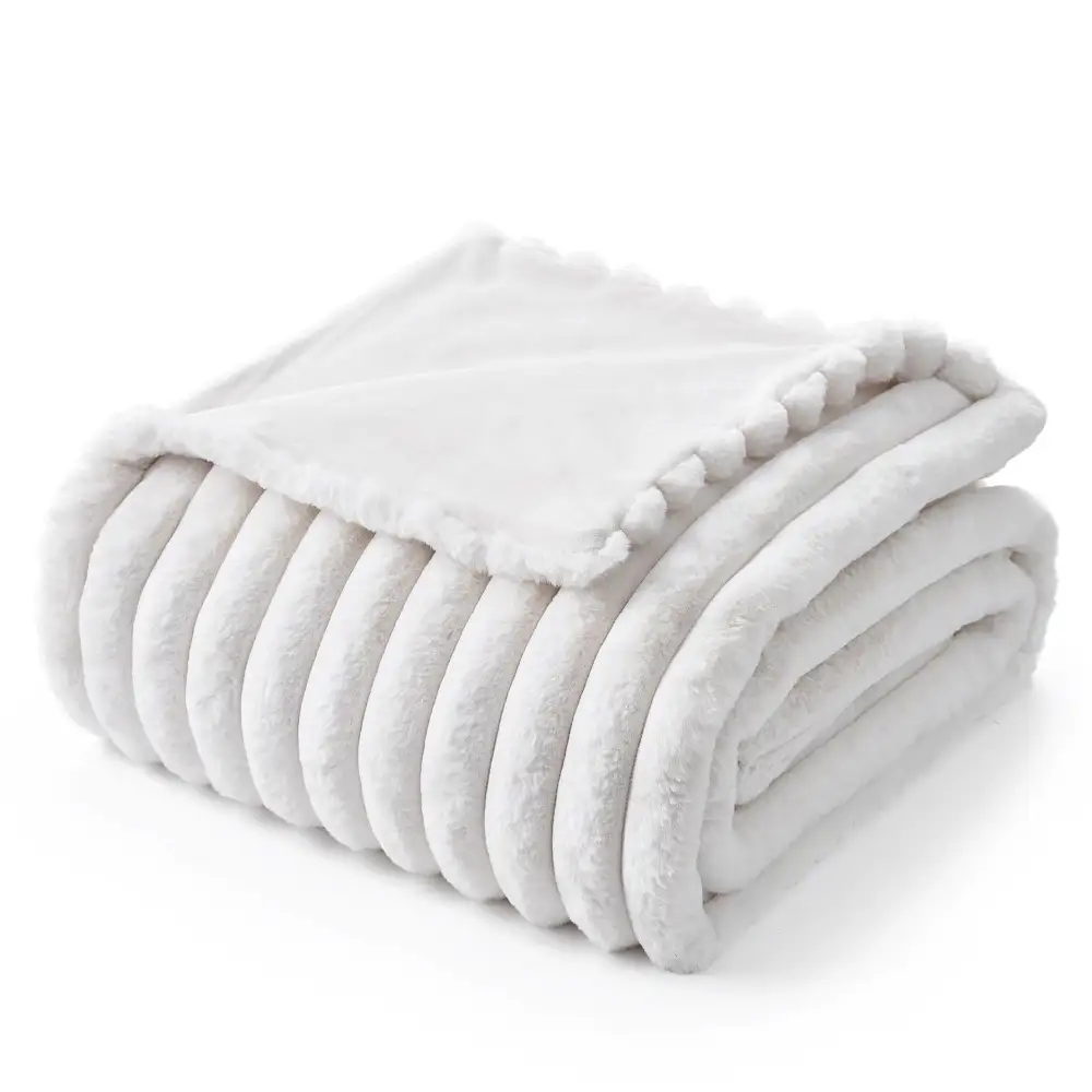 Striped Faux-Fur Throw Blanket