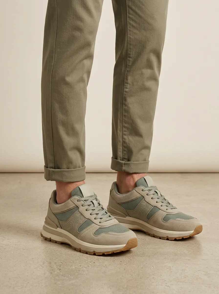 Unisex Streamlined Minimalist Topographic Pattern Print Sneakers