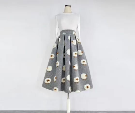 Textured Carry Everyday Casual Wool Skirt
