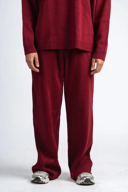Burgundy Relaxed Knit Lounge Pants