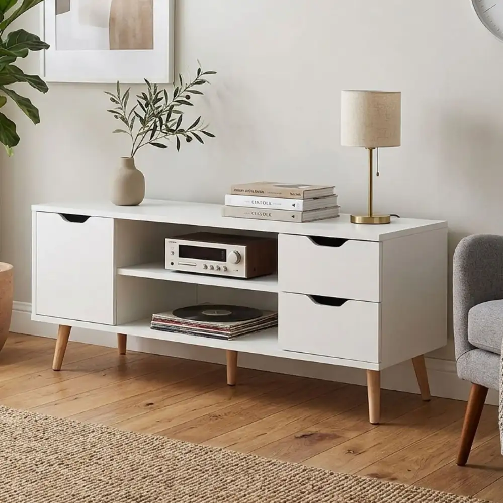 Room Friendly Open Shelf Entertainment Console