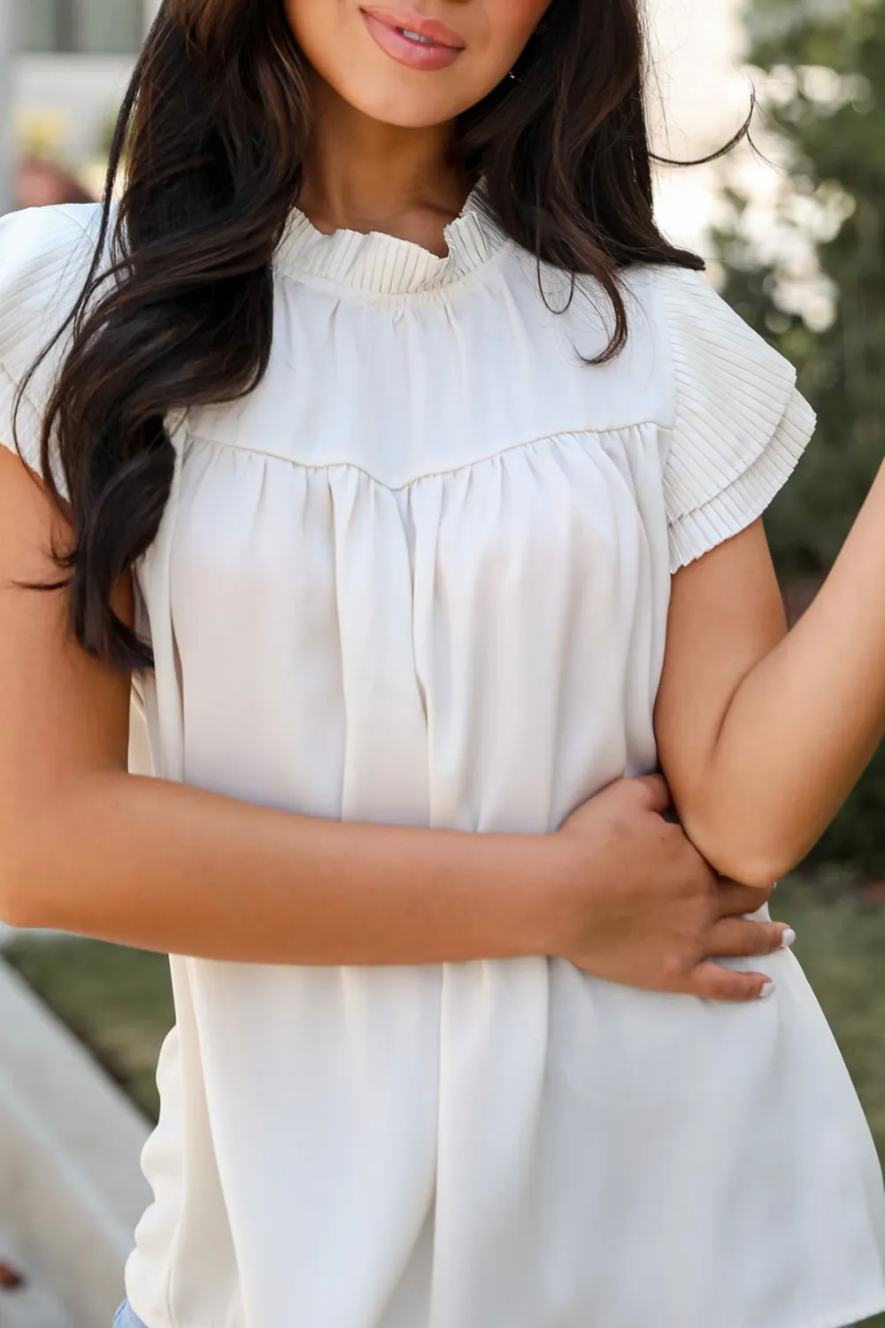 Cream Ruffle Blouse