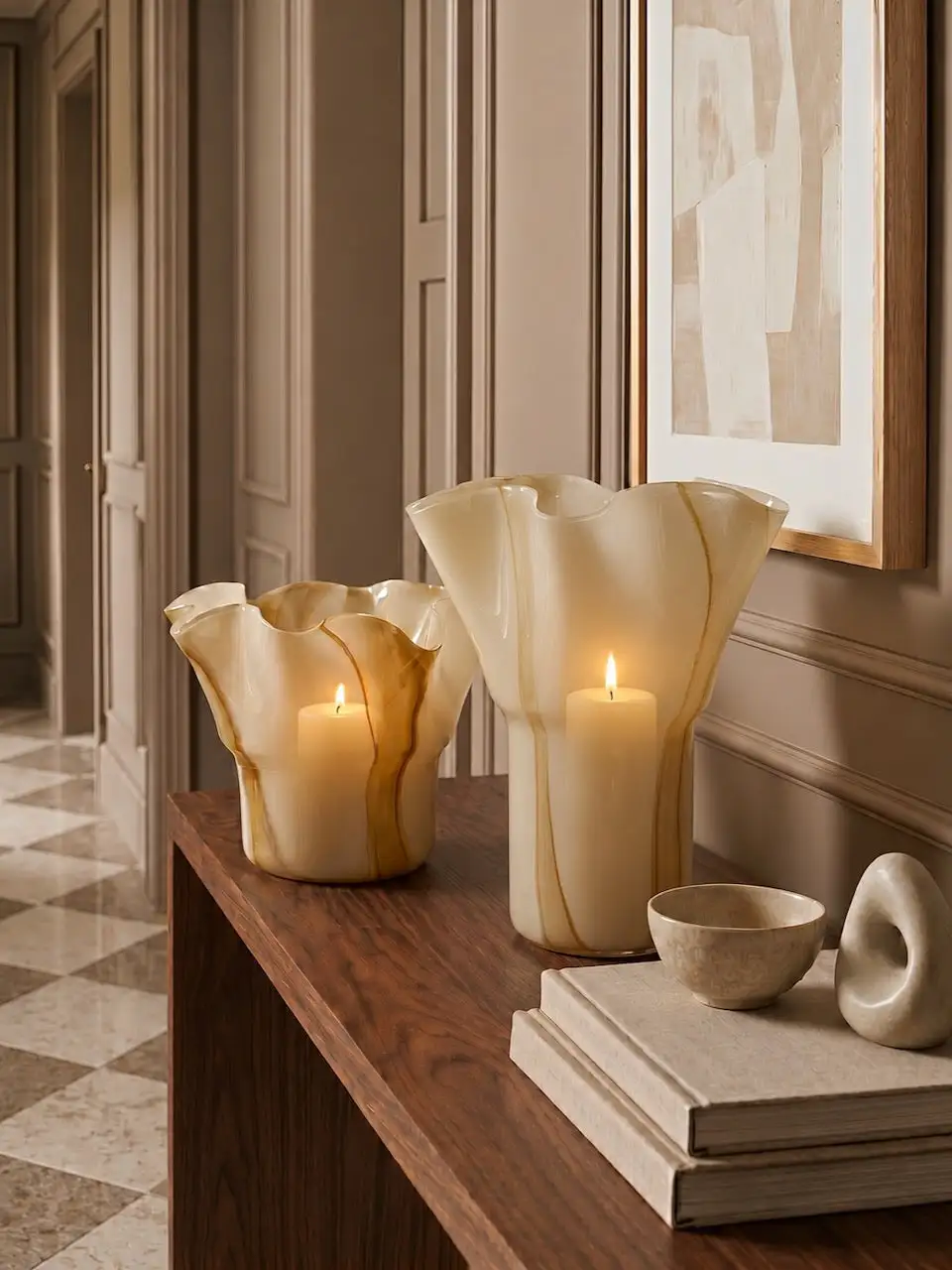 Striped Glass Decorative Table Vase