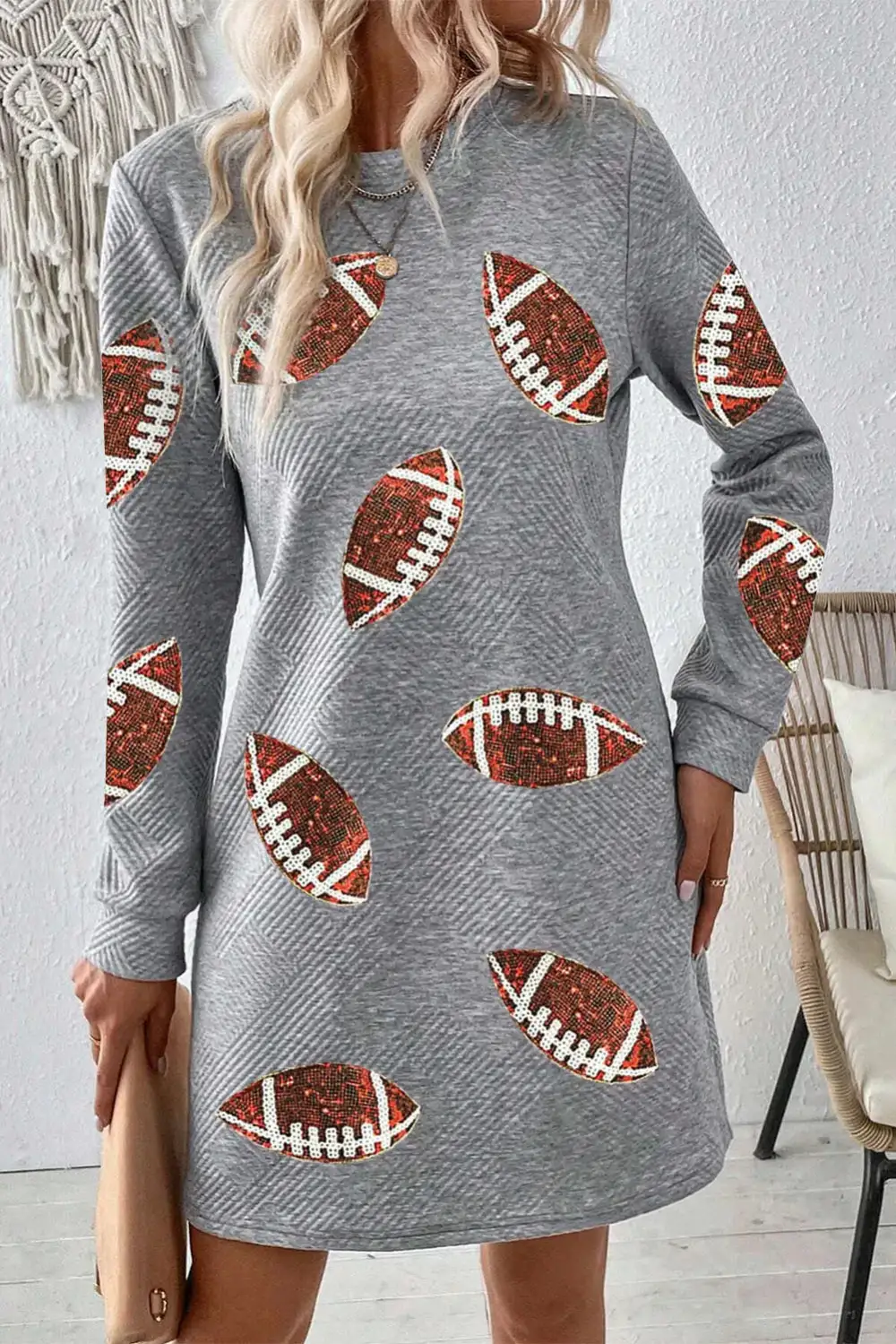 Feminine Long Sleeve Mini Dress