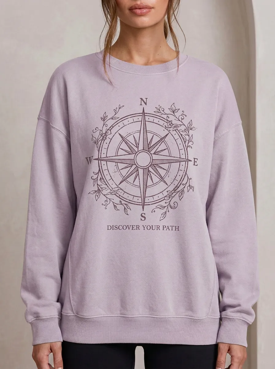 Travel Adventure Compass Floral Sweatshirt