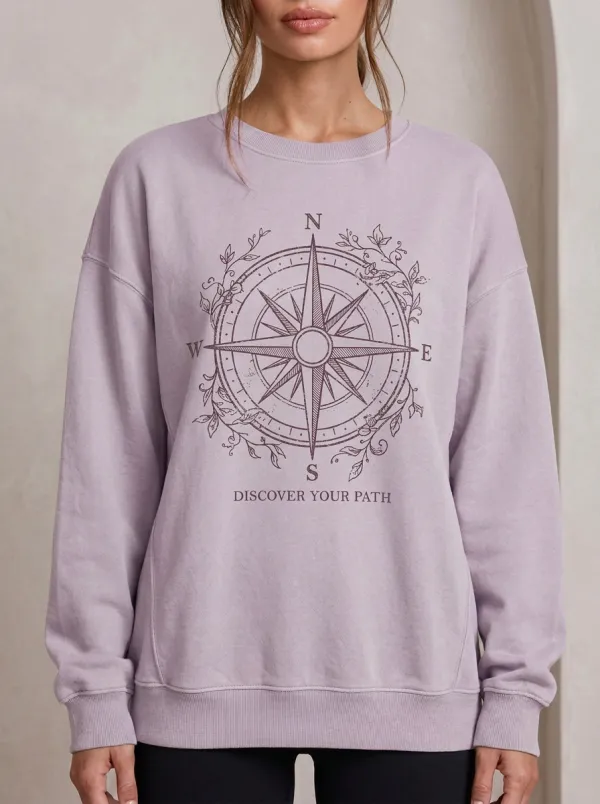 Travel Adventure Compass Floral Sweatshirt