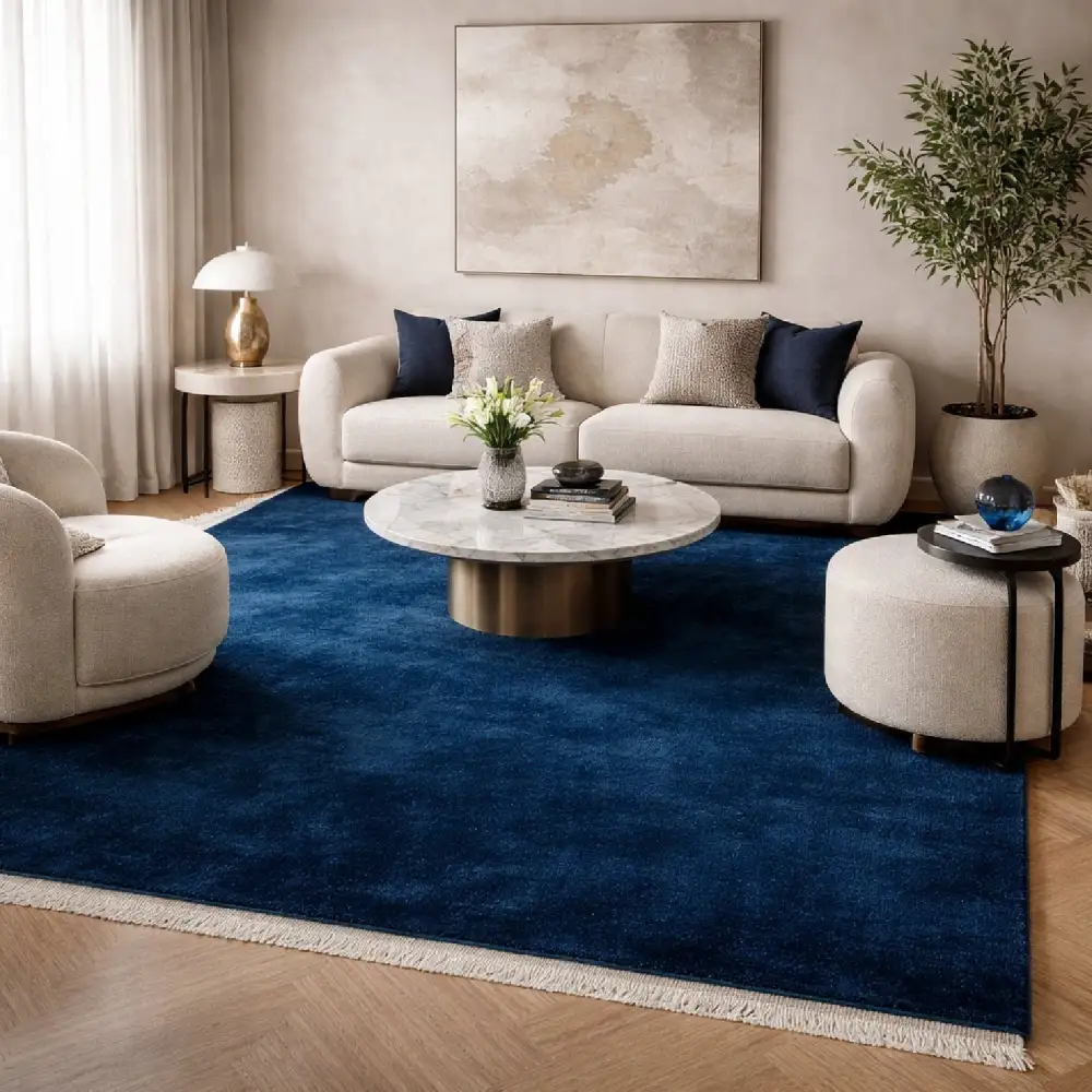 Hand-Loomed Wool Fringe Square Carpet