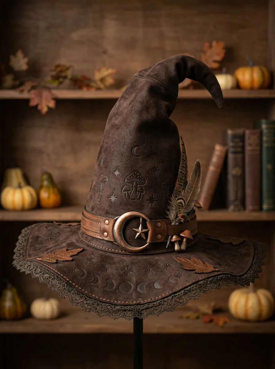 Feather Halloween Witch Hat