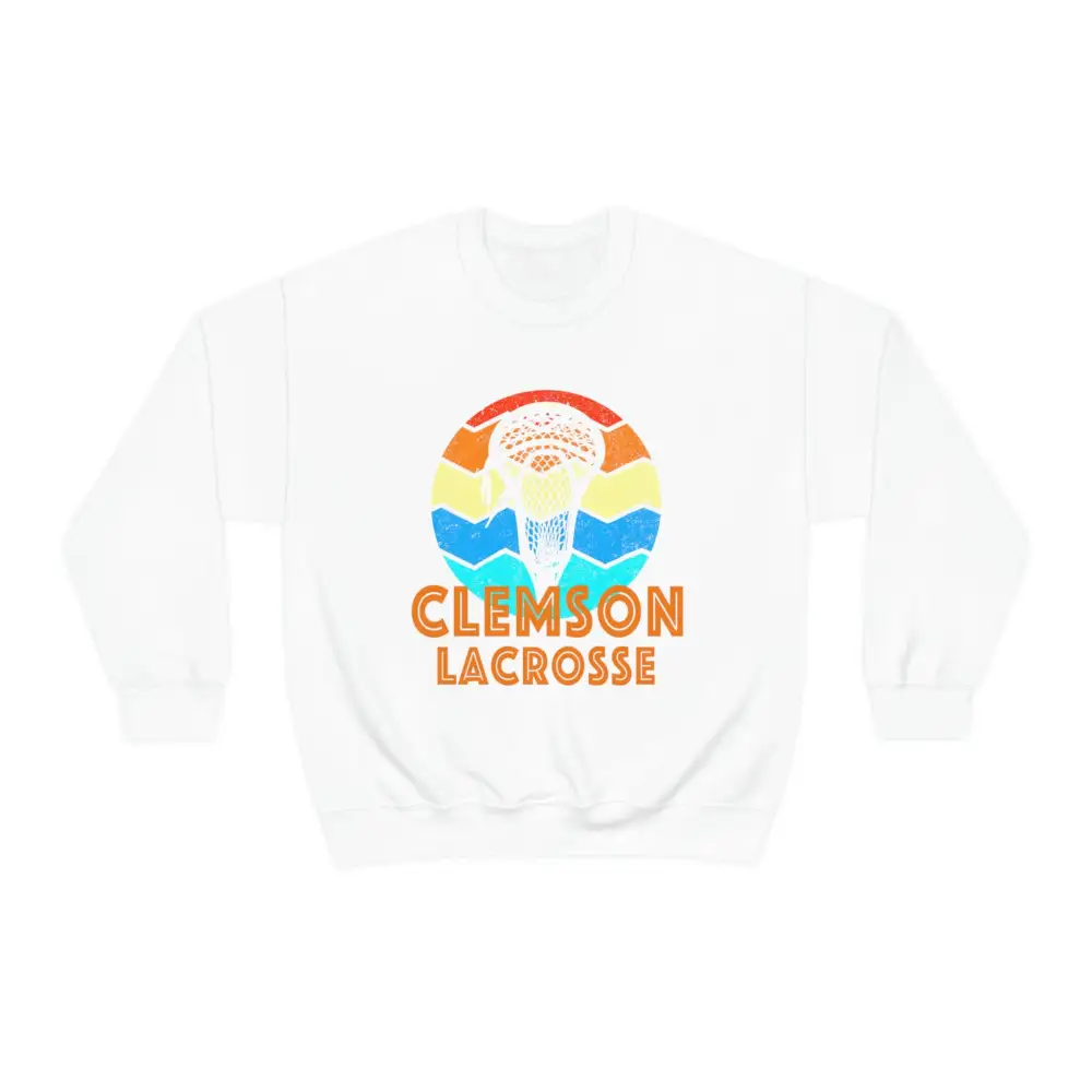 Retro Sunset Lacrosse Graphic Crewneck Sweatshirt