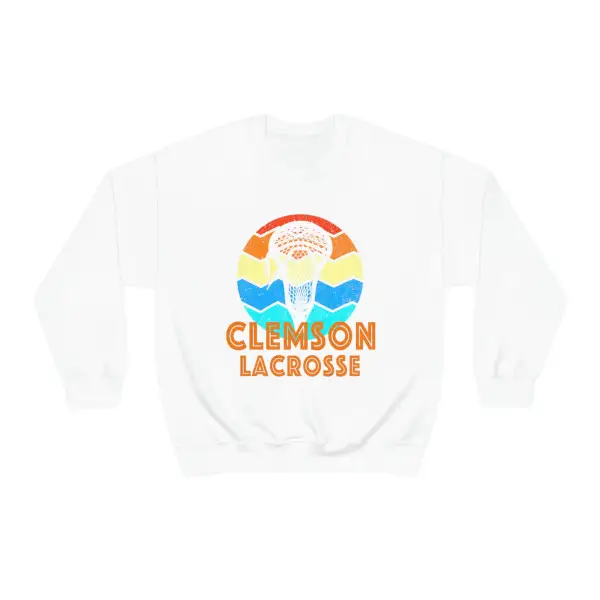 Retro Sunset Lacrosse Graphic Crewneck Sweatshirt