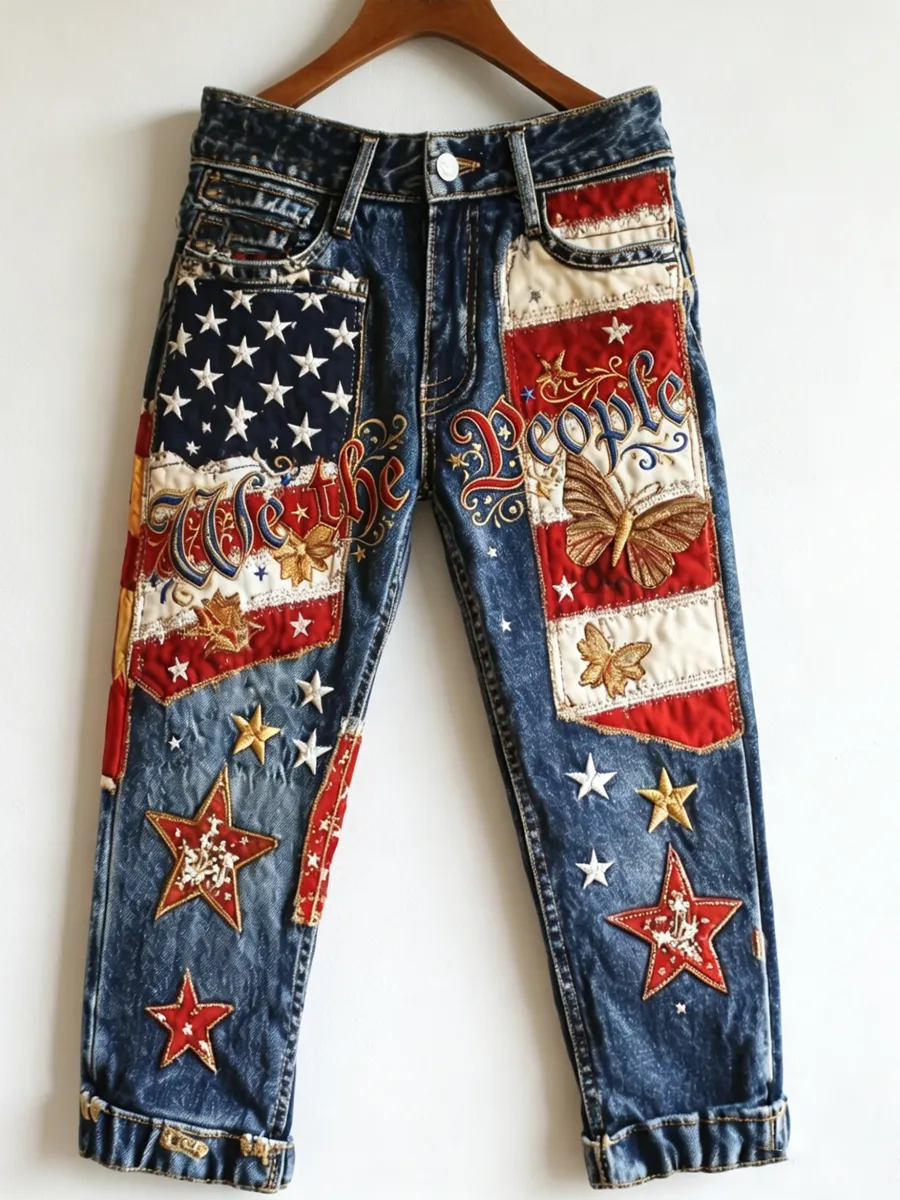 Women's 250th Anniversary Hot Diamond Printed Casual Jeans