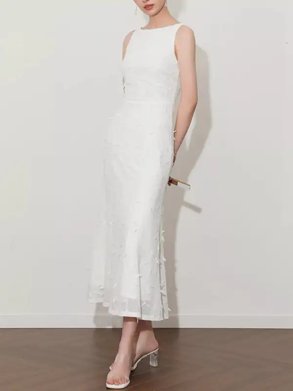 Sleeveless Applique Midi Dress