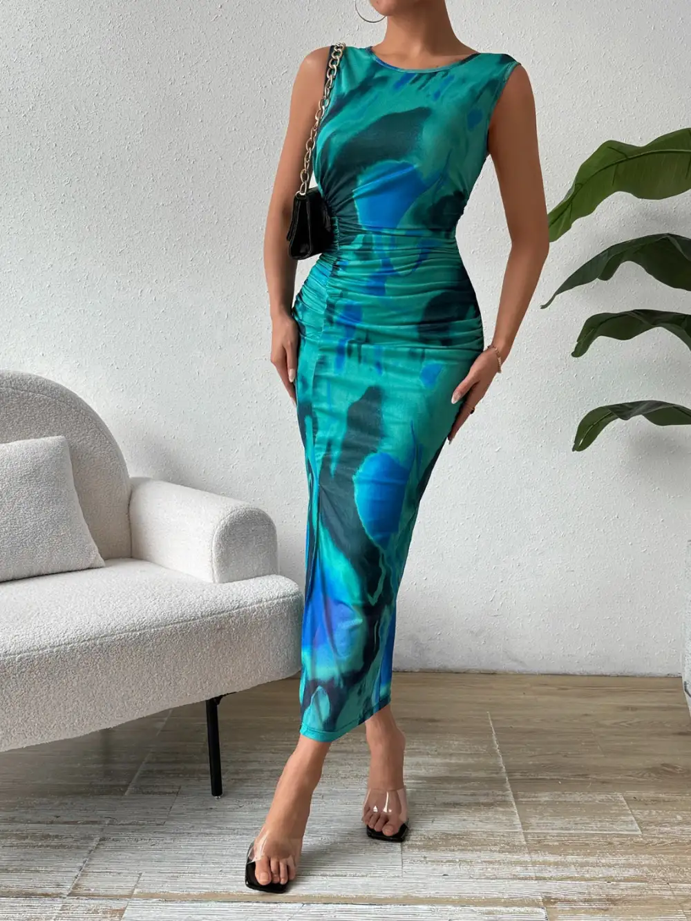 Round-Neck Midi Dress
