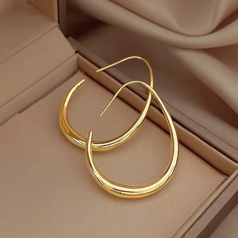 Geometric oval-shaped ladies' earrings