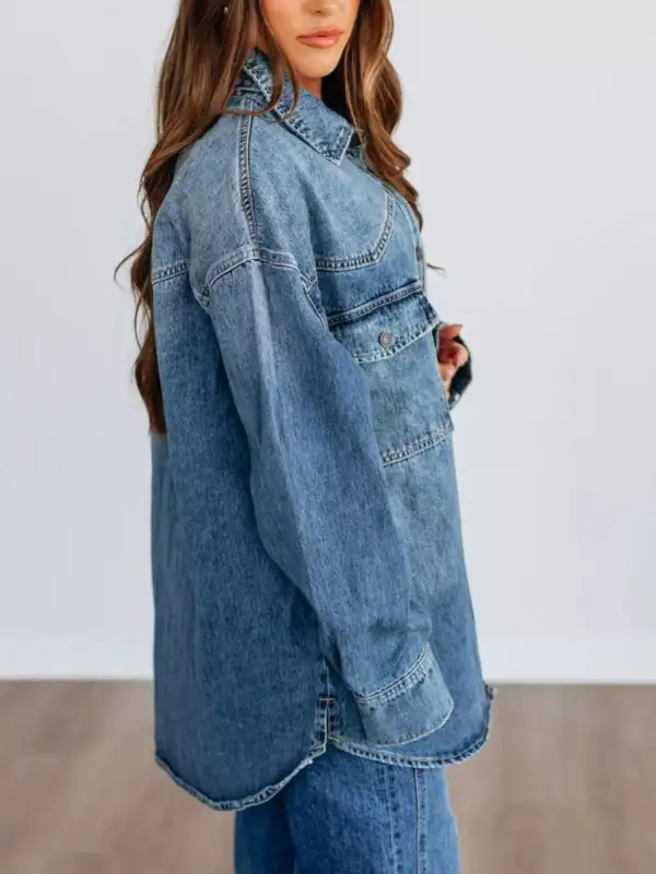 Snap Down Dropped Shoulder Jacket Effortless Outfit Layer
