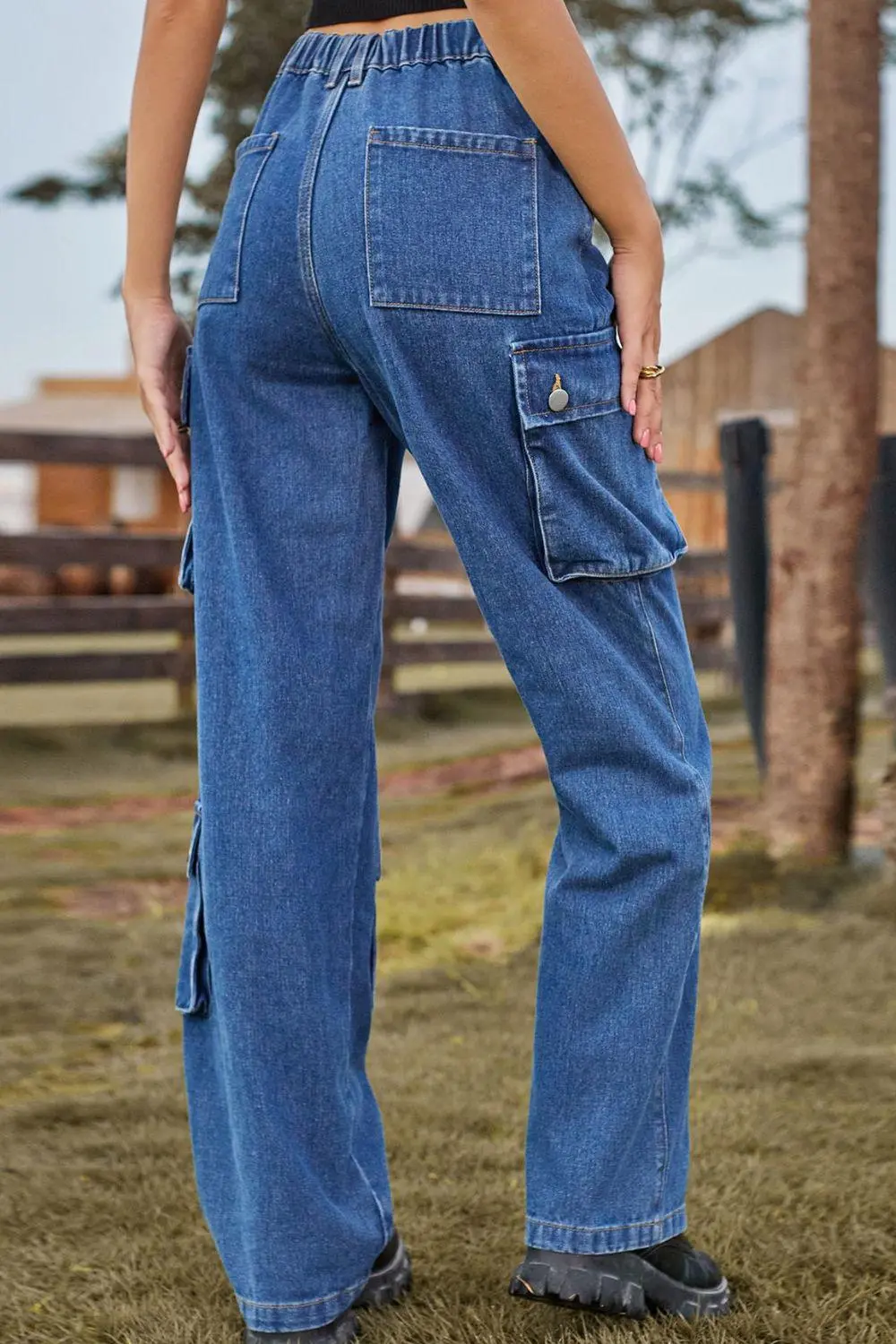 Easy Loose Fit Pocketed Denim Jeans