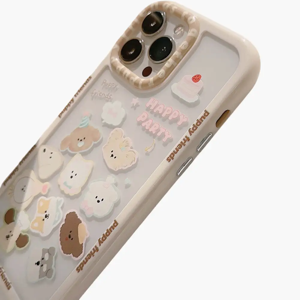 Puppy Cat Charm Strap Phone Case