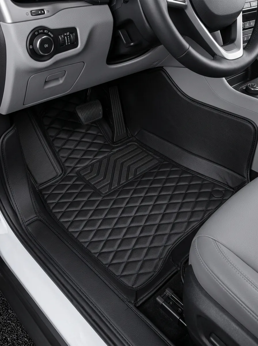 Quilted Leather-Look Floor Mats