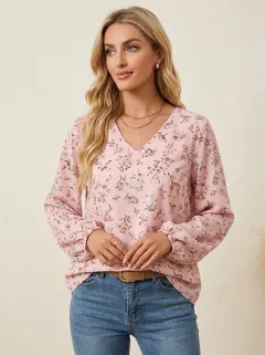 Rabbit Deer Floral Women's Loose Printed Blouse