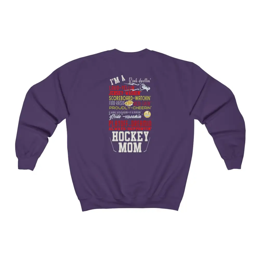 Mom Support Back Print Hockey Graphic Crewneck Sweatshirt
