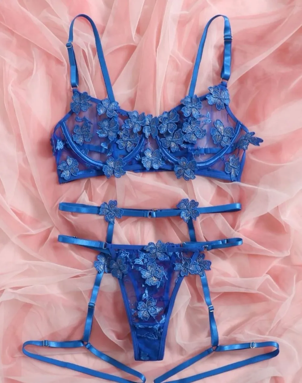 Embroidered Lace Lingerie Set