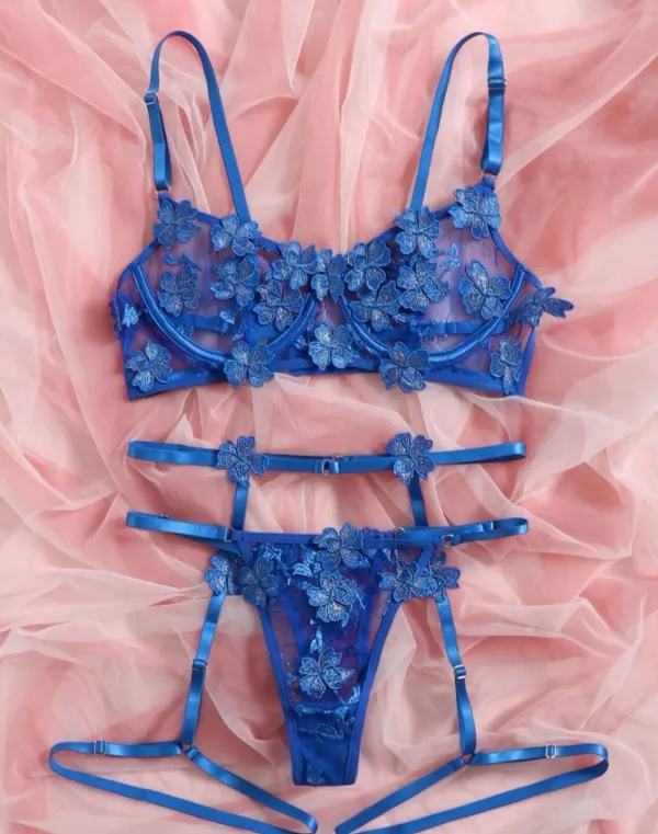 Embroidered Lace Lingerie Set