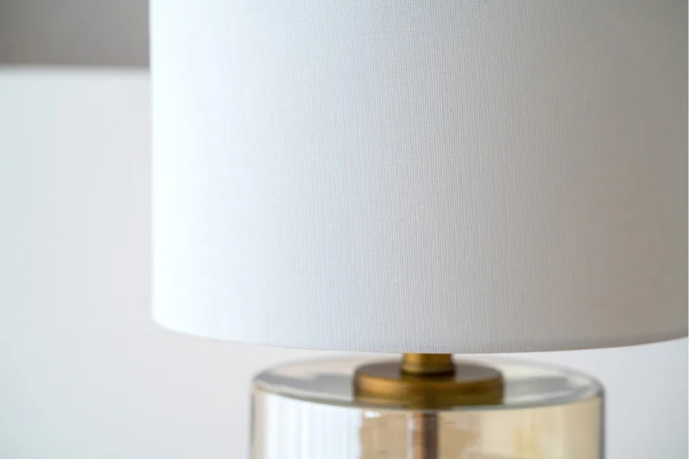 Amber Glass Tall Table Lamp