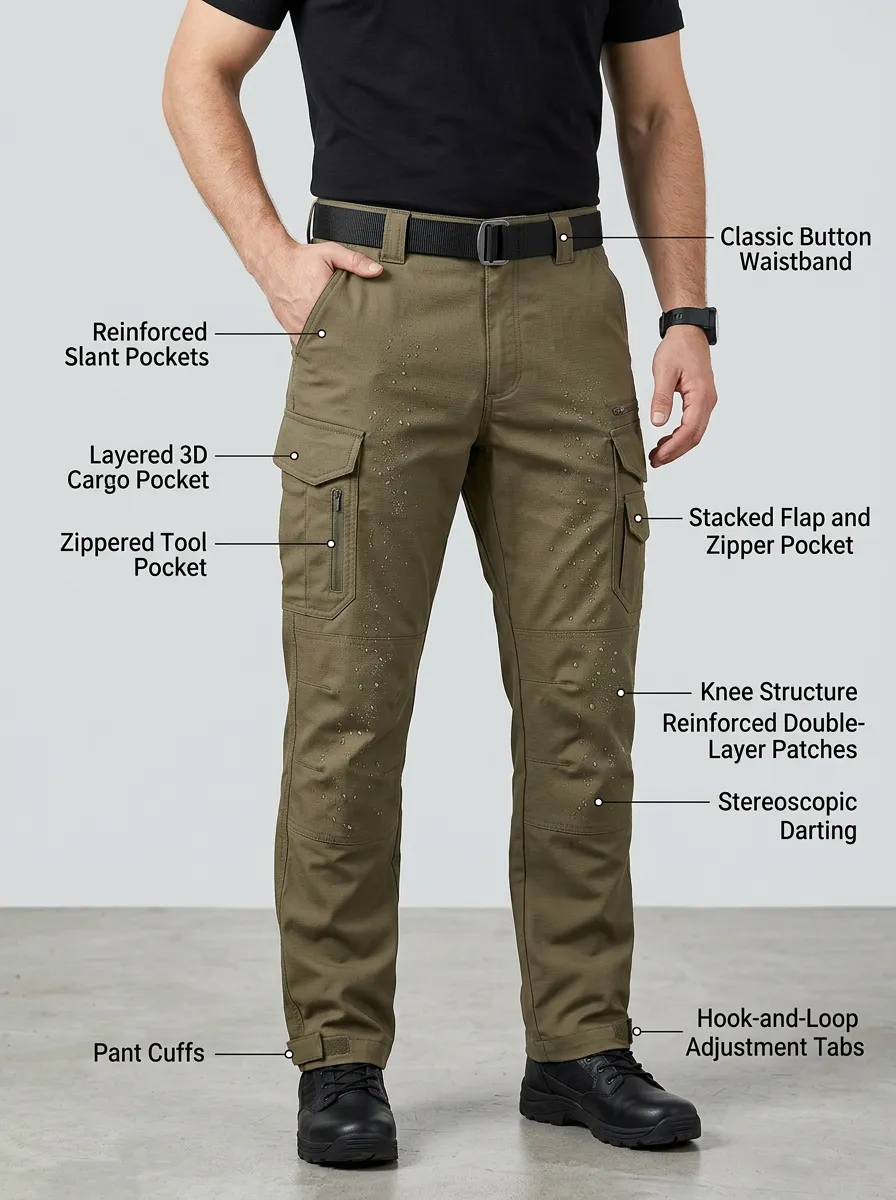 Men's Waterproof Tactical Multi-Pocket Reinforced Cargo Pants