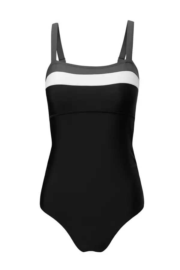 Blocked Pattern Detail Adjustable One Piece Swimsuit