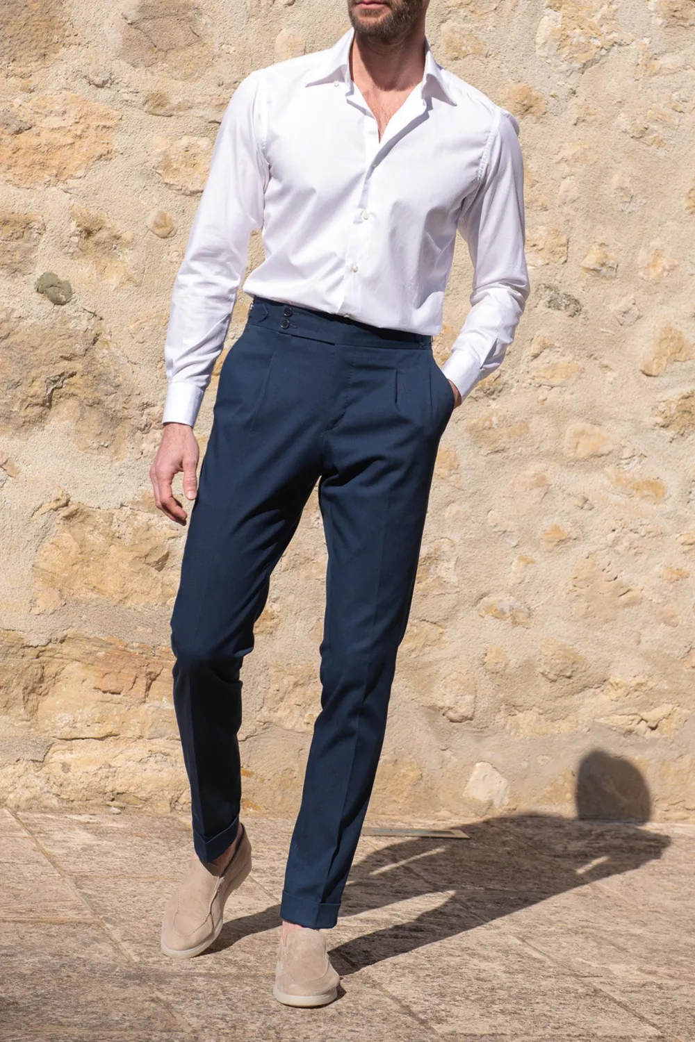 Blue Cotton Trousers Men'S Fashion