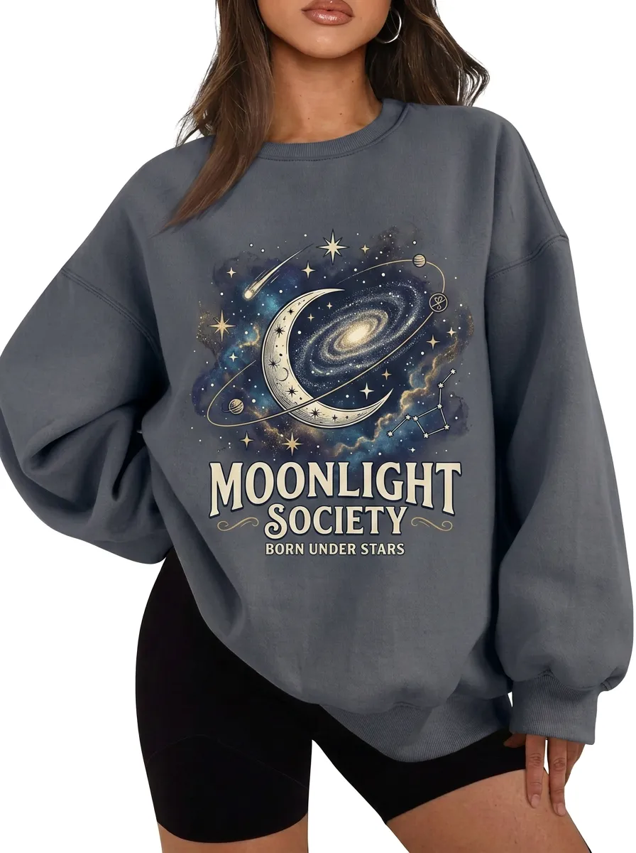 Women's Celestial Moonlight Society Galaxy Printed T-shirt